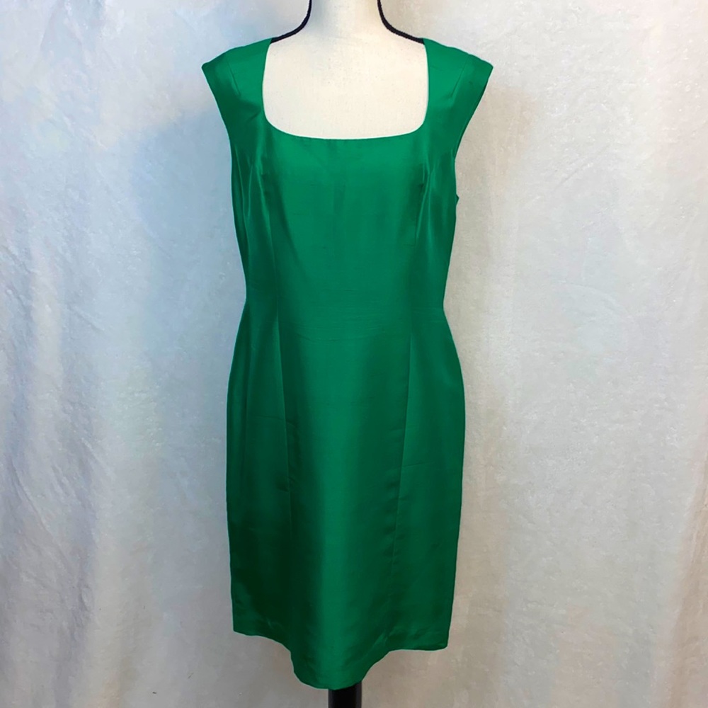 Hugo Buscati Emerald Silk Shantung Sheath Dress Size 12